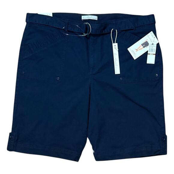 NWT Gloria Vanderbilt Shorts Womens Navy Khaki Unltd. Ultra Twill 12” Size 18 - Picture 1 of 6
